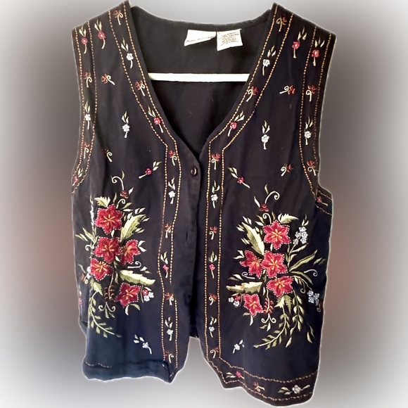 Embroidered Bobbie Brooks vintage 90s button front vest - Picture 2 of 4